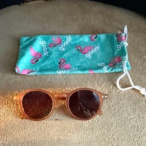 Kids' Brown Sunglasses with Flamingo Pouch